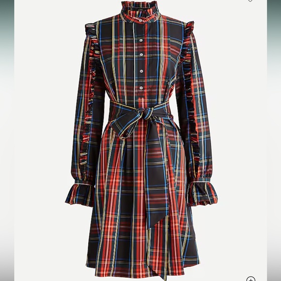 J. Crew Dresses & Skirts - NWT J. Crew Multicolor Tartan belted  Long Sleeve Fabulous Dress size S